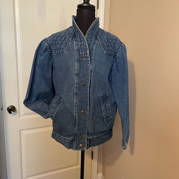 Vintage The Jack Set Blue Wash Snap Button Pocket Denim Jean Jacket Size L 80s - Picture 4 of 13